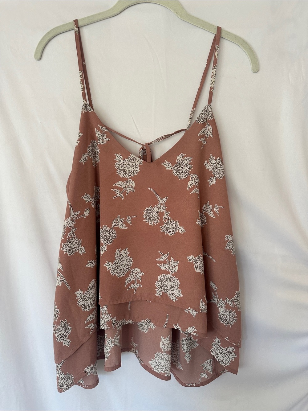 Lush peach Floral Spaghetti-Strap Cami Blouse